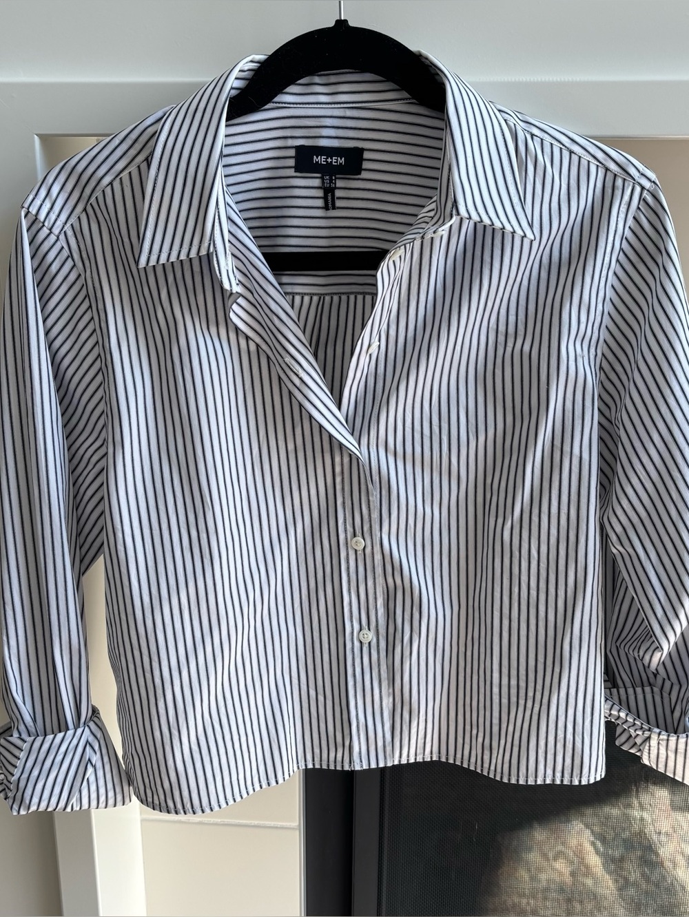 ME+EM White Shirt with Black Pinstripes